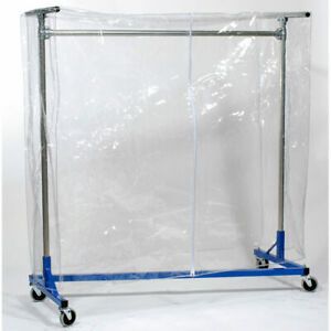 VINYL GARMENT RACK COVER WITH ZIPPER, FITS 48&#034; LONG X 60&#034; HIGH RACKS CLEAR