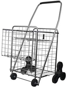 Helping Hand FQ39909 3-Wheel Stair Climbing Shopping Cart - Multipurpose Double