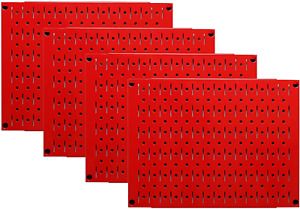 Pegboard Wall Organizer Tiles - Wall Control Modular Red Metal Pegboard Tiling -