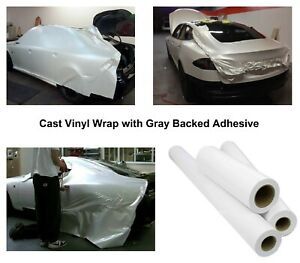 Solvent Cast Vinyl Media Gloss White Vehicle Wrap Gray Air-Regress 54&#034;x150&#039;