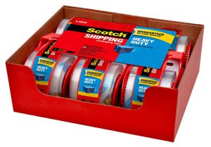 Scotch Heavy Duty Shipping Packaging Tape Dispensers 6 Pack Clear 1.88x22.2 yard