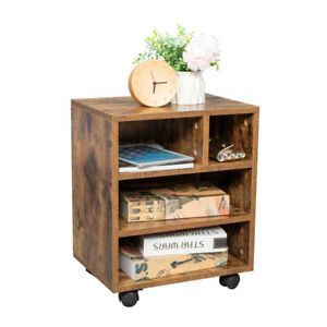 MDF With PVC Four Grids With Four Wheels Wooden Filing Cabinet Antique Wood