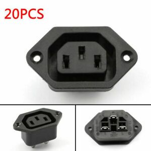 20xIEC320 C14 3 Pin Screw Mount Male Power Socket 250V For Boat DIY AC-002M1 T08