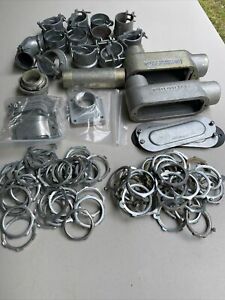 lot of 96 1-1/2” fittings LB condulet, Hub, greenfield connector, Unistrut, Lock