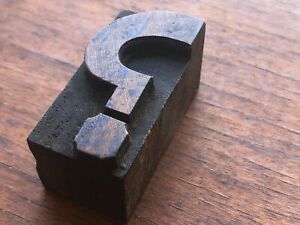 Antique letterpress wood type Printers Block - Question Mark w/ squircle dot
