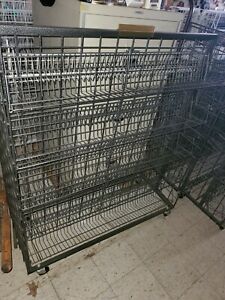 Grid Slat DISPLAY Rolling Metal LOT 5 Used Store Fixture Gridwall Slatwall Rack
