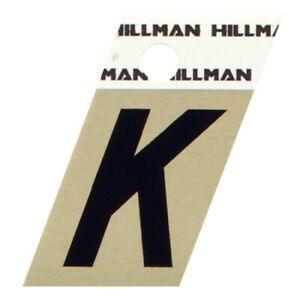 Hillman 1.5 in.   Reflective Black Metal Self-Adhesive Letter K 1 pc