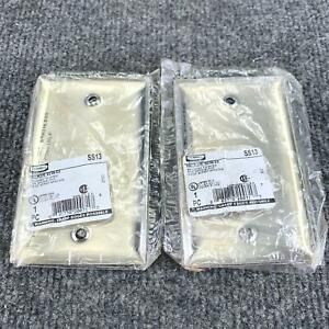 Pack of 2 Hubbell SS13 Brushed Finished 1-Gang Blank Wall Plate