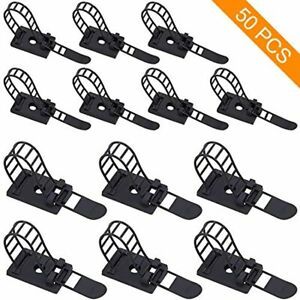 Rustark 50Pcs 2 Sizes Adjustable Self-Adhesive Nylon Cable Straps Cable Ties