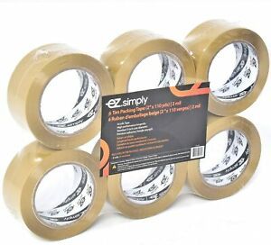 Ezsimply Packing Tape 2 inch Thickness 2mm (110 Yards Per Rolls) Pack of 6 (Tan)
