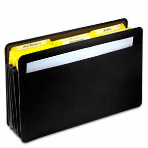 LEVENGER LEATHER ROPE ACCORDION FILE HOLDER- LEGAL-BLACK