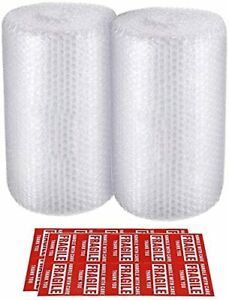 2-Pack Bubble Cushioning Wrap Rolls Packing Materials, 3/16&#034; Air Bubble, 12
