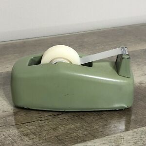 Vintage Heavy Industrial Green Metal Mid Century Scotch Tape Dispenser C20