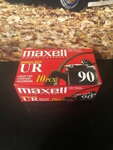 Maxell Audio Casette Tape Normal Bias UR 90 Minutes 10 PACK Brand New - SEALED