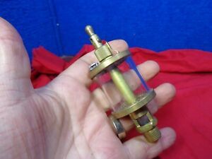 BRASS &amp; GLASS DRIP OILER / LUBRICATOR HIT MISS ENGINE - STEAM