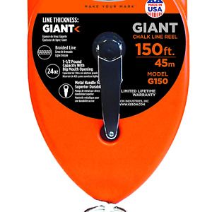 Keson G150 Giant Chalk Line Reel, 24-Ounce Chalk Capacity, 150-Foot Multi