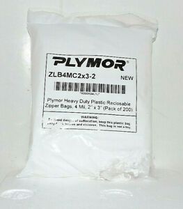 Plymor Heavy Duty Plastic Reclosable Zipper Bags, 4 Mil, 2&#034; x 3&#034; (Pack of 200)