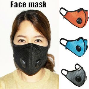 1pcs Cycling Mask Reusable Face Mask with Filter &amp; Nose Clips Dual Air Vent