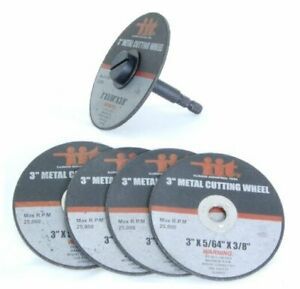 3&#034; Metal Cutting Wheels W/ 1/4&#034; Mandrel, 5Pc #80210