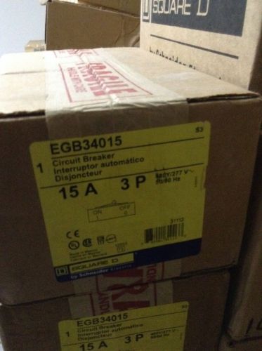 Square d bolt on circuit breaker egb34015 480/277 volt 3 pole 15 amp new in box for sale