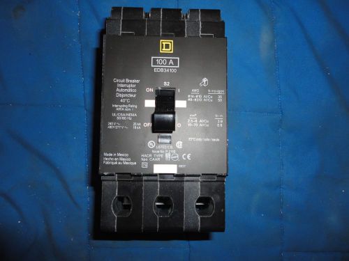 Guaranteed new no box square d edb34100 3pole 100amp 480v circuit breaker for sale