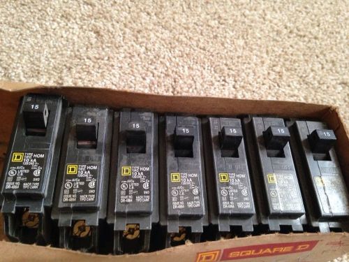 Set of Seven (7) SquareD 15A 120/240V Plug-On Circuit Breakers -- FREE SHIPPING!