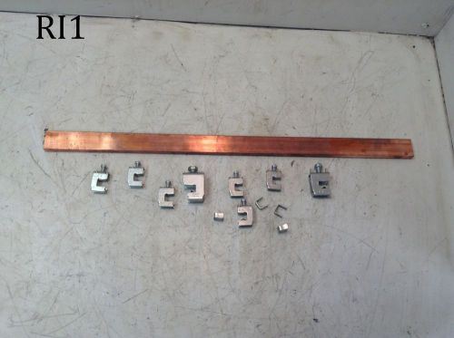 Copper grounding bar 22&#034; long x 1.125&#034; x 0.375&#034; &amp; 8 wire connectors for sale