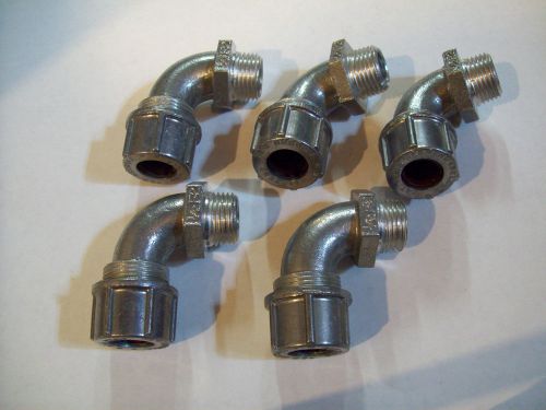 Lot of 5 Hubbell F2 Cord and Cable Fitting 90 degree NEW
