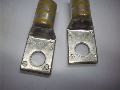 T&amp;b 54113 # 62 yellow  die terminal lug 1 hole 1/2 stud 2pc for sale