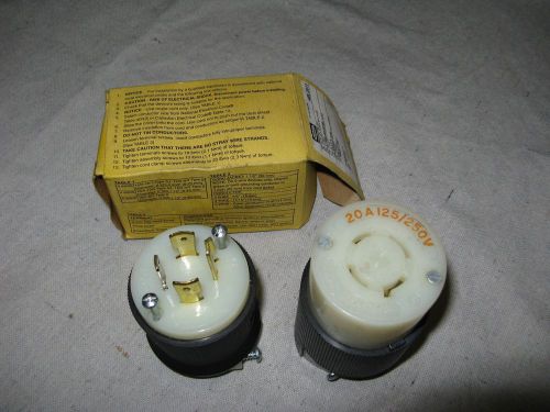 Hubbell twist lock female plug # 231a &amp; male plug # hbl2411 20a 125v - 250v 4p for sale