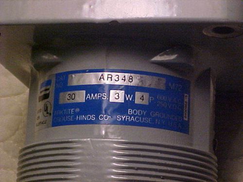 New Crouse Hinds Arktite 30 Amp Receptacle ~ AR348