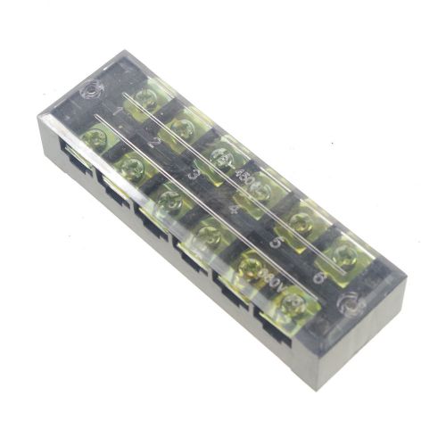 1 x 6 position/poles 12 holes screw terminal block cover barrier strip 600v 45a for sale