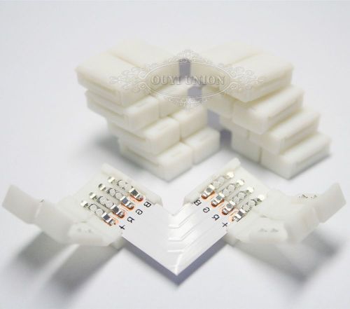 20pcs l-shape 4pin 10mm right left corner connector for 5050 rgb 3528 led strip for sale