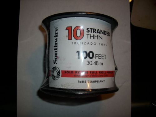 Southwire Simpull Thhn Or Thwn-2, 10 Gauge Thhn Stranded Wire, Black, 100 Ft. Pe