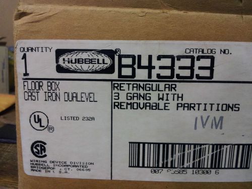 Hubbell b4333 rectangular 3 gang w/ removable partitions nib floor box #b8 for sale
