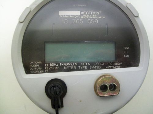 Schlumberger vectron kilowatthour meter 120-480v 4wy(4wd) 30ta 200cl type sv4sd for sale
