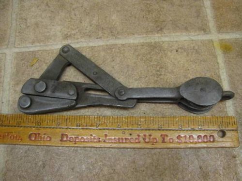 Klein chicago grip wire cable puller rare unusual with double pulley block for sale