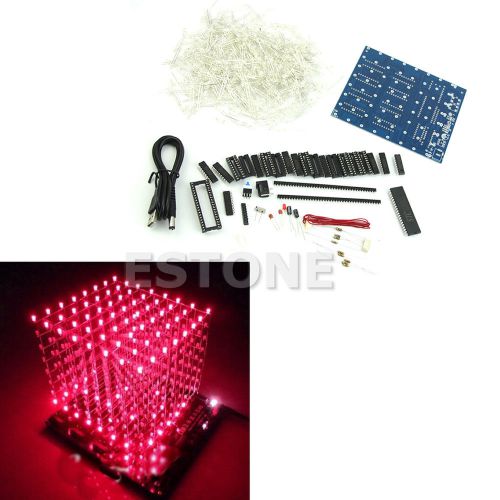 New 8x8x8 3D LED LightSquared LED Cube White LED Red Ray DIY Kit