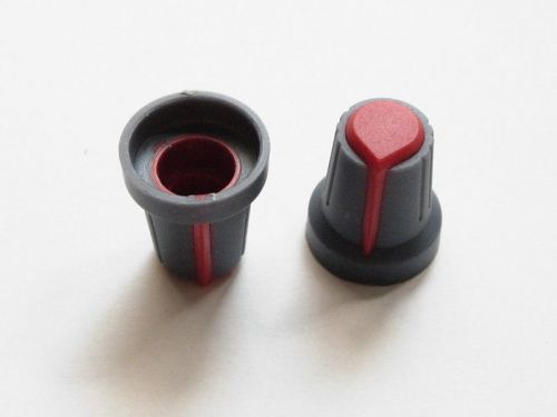 50pcs Plastic Knobs VOLUME TONE CONTROL KNOB 17mmX15mm Dark Grey-Red