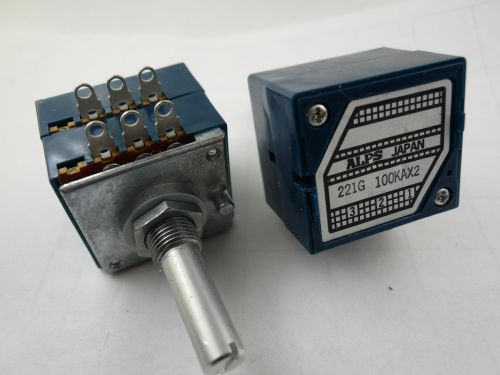 Pc 1*alps 100k &#039;a&#039; log potentiometer attenuator stereo new for sale