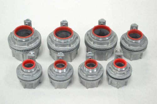 LOT 8 NEW MYERS ASSORTED 1IN 3/4IN 1/2IN GROUNDING HUB CONDUIT FITTING B363807
