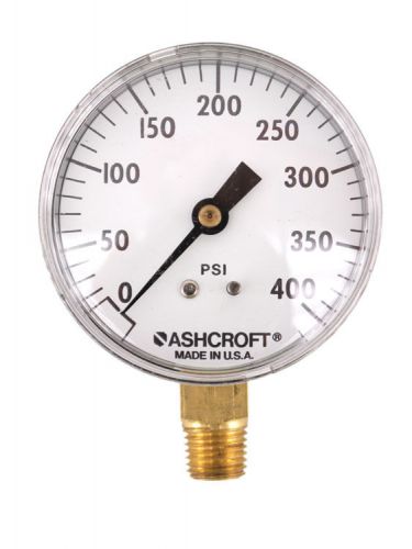 Ashcroft 2-1/2&#034; 0-400PSI 1/4&#034;NPT Brass Socket Lower Mount Pressure Gauge 2.5&#034;in
