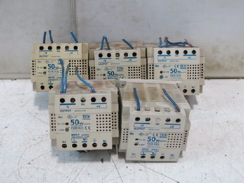 5 IDEC PS5R-D24 POWER SUPPLIES, 100-240 VAC, 24 VDC, 50 W-OUTPUT