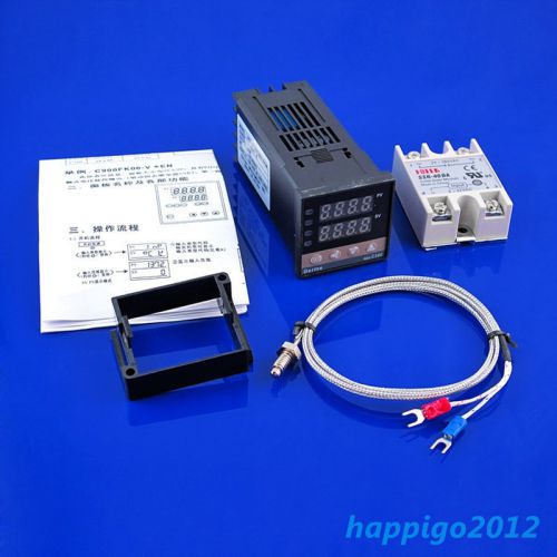 Digital pid temperature controller control rex-c100 40a ssr ac100-240v ch for sale
