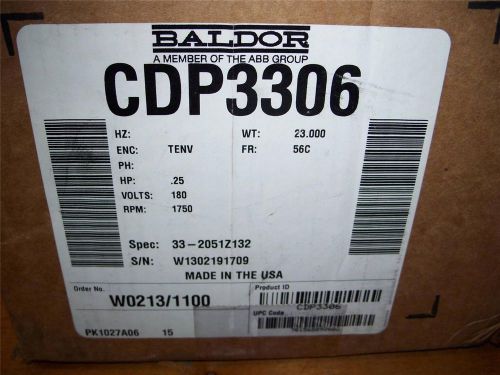 Brand new cdp3306 baldor dc motor 1/4 hp 180 vdc shaft 5/8&#034; for sale