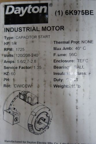 Dayton 1/4 hp industrial electric motor 6k975be for sale