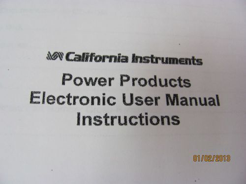 CALIFORNIA INSTRUMENTS Power Products: Electronic User Manual Instructions Rev B