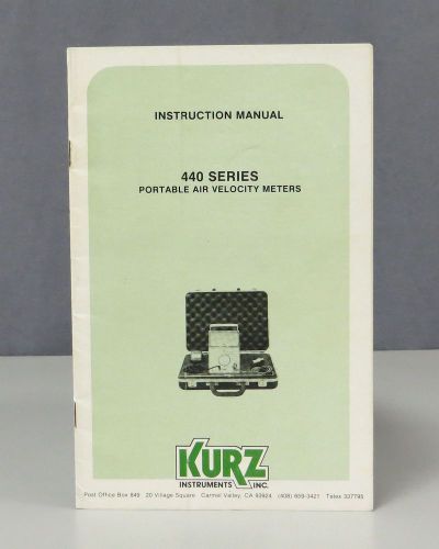 Kurz 440 Series Porable Air Velocity Meters Instruction Manual