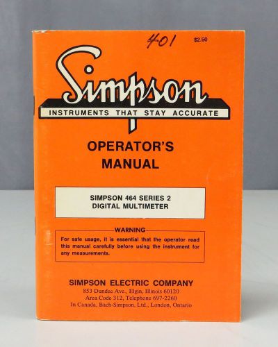 Simpson 464 Series 2 Digital Multimeter Operators Manual