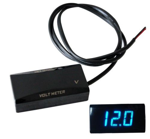 Mini Volt Voltmeter Voltage Meter Gauge Waterproof Cars or Motorcycles Blue